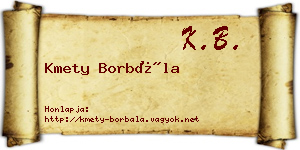Kmety Borbála névjegykártya