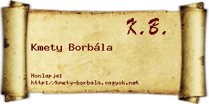 Kmety Borbála névjegykártya